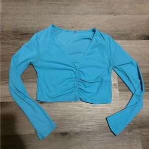 Sky blue V-neck Zara Crop Top​​